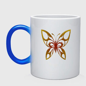 Кружка хамелеон с принтом золотая бабочка в Курске, керамика | меняет цвет при нагревании, емкость 330 мл | Тематика изображения на принте: 