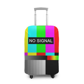 Чехол для чемодана 3D с принтом NO SIGNAL в Курске, 86% полиэфир, 14% спандекс | двустороннее нанесение принта, прорези для ручек и колес | no signal | не работает | нет сигнала | полосы | профилактика | радуга