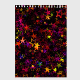Скетчбук с принтом Stars в Курске, 100% бумага
 | 48 листов, плотность листов — 100 г/м2, плотность картонной обложки — 250 г/м2. Листы скреплены сверху удобной пружинной спиралью | abstract | art | colorful | shapes | stars | texture | абстрактный | арт | звезды | разноцветный | текстура | формы