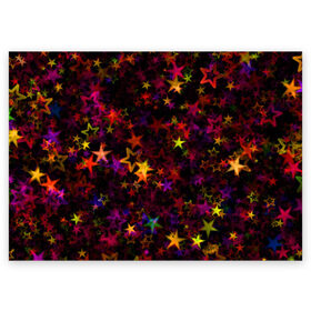 Поздравительная открытка с принтом Stars в Курске, 100% бумага | плотность бумаги 280 г/м2, матовая, на обратной стороне линовка и место для марки
 | abstract | art | colorful | shapes | stars | texture | абстрактный | арт | звезды | разноцветный | текстура | формы