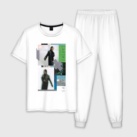 Мужская пижама хлопок с принтом saluki rap в Курске, 100% хлопок | брюки и футболка прямого кроя, без карманов, на брюках мягкая резинка на поясе и по низу штанин
 | rap | saluki | saluki rap | рэп | рэпер | салюки
