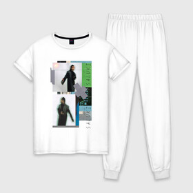 Женская пижама хлопок с принтом saluki rap в Курске, 100% хлопок | брюки и футболка прямого кроя, без карманов, на брюках мягкая резинка на поясе и по низу штанин | rap | saluki | saluki rap | рэп | рэпер | салюки