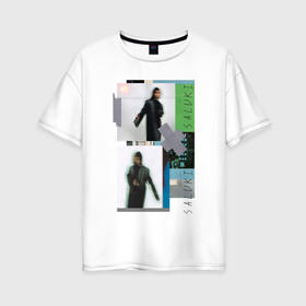 Женская футболка хлопок Oversize с принтом saluki rap в Курске, 100% хлопок | свободный крой, круглый ворот, спущенный рукав, длина до линии бедер
 | rap | saluki | saluki rap | рэп | рэпер | салюки