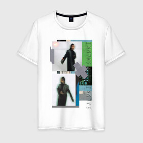 Мужская футболка хлопок с принтом saluki rap в Курске, 100% хлопок | прямой крой, круглый вырез горловины, длина до линии бедер, слегка спущенное плечо. | Тематика изображения на принте: rap | saluki | saluki rap | рэп | рэпер | салюки