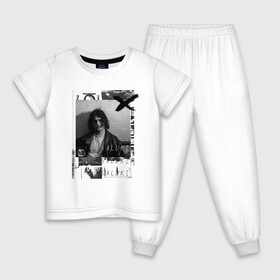 Детская пижама хлопок с принтом Saluki в Курске, 100% хлопок |  брюки и футболка прямого кроя, без карманов, на брюках мягкая резинка на поясе и по низу штанин
 | Тематика изображения на принте: rap | saluki | saluki rap | рэп | рэпер | салюки