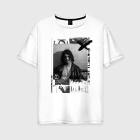 Женская футболка хлопок Oversize с принтом Saluki в Курске, 100% хлопок | свободный крой, круглый ворот, спущенный рукав, длина до линии бедер
 | rap | saluki | saluki rap | рэп | рэпер | салюки