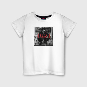 Детская футболка хлопок с принтом SALUKI в Курске, 100% хлопок | круглый вырез горловины, полуприлегающий силуэт, длина до линии бедер | rap | saluki | saluki rap | рэп | рэпер | салюки