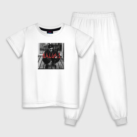 Детская пижама хлопок с принтом SALUKI в Курске, 100% хлопок |  брюки и футболка прямого кроя, без карманов, на брюках мягкая резинка на поясе и по низу штанин
 | rap | saluki | saluki rap | рэп | рэпер | салюки
