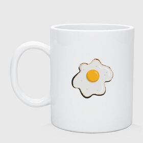 Кружка с принтом Яичница, завтрак в Курске, керамика | объем — 330 мл, диаметр — 80 мм. Принт наносится на бока кружки, можно сделать два разных изображения | Тематика изображения на принте: арт | белок. | еда | желток | завтрак | люблю еду | минимализм | яичница | яйцо