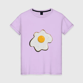 Женская футболка хлопок с принтом Яичница, завтрак в Курске, 100% хлопок | прямой крой, круглый вырез горловины, длина до линии бедер, слегка спущенное плечо | арт | белок. | еда | желток | завтрак | люблю еду | минимализм | яичница | яйцо