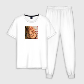 Мужская пижама хлопок с принтом SALUKI в Курске, 100% хлопок | брюки и футболка прямого кроя, без карманов, на брюках мягкая резинка на поясе и по низу штанин
 | rap | saluki | saluki rap | рэп | рэпер | салюки