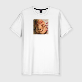 Мужская футболка хлопок Slim с принтом SALUKI в Курске, 92% хлопок, 8% лайкра | приталенный силуэт, круглый вырез ворота, длина до линии бедра, короткий рукав | Тематика изображения на принте: rap | saluki | saluki rap | рэп | рэпер | салюки