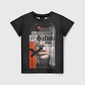 Детская футболка 3D с принтом SALUKI в Курске, 100% гипоаллергенный полиэфир | прямой крой, круглый вырез горловины, длина до линии бедер, чуть спущенное плечо, ткань немного тянется | Тематика изображения на принте: rap | saluki | saluki rap | рэп | рэпер | салюки