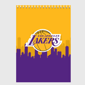 Скетчбук с принтом LOS ANGELES LAKERS в Курске, 100% бумага
 | 48 листов, плотность листов — 100 г/м2, плотность картонной обложки — 250 г/м2. Листы скреплены сверху удобной пружинной спиралью | 24 lakers | kobe bryant | lakers | los angeles lakers | баскетбол. | коби брайант | лос анджелес лейкерс | лосанджелес лейкерс