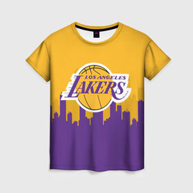 Женская футболка 3D с принтом LOS ANGELES LAKERS в Курске, 100% полиэфир ( синтетическое хлопкоподобное полотно) | прямой крой, круглый вырез горловины, длина до линии бедер | 24 lakers | kobe bryant | lakers | los angeles lakers | баскетбол. | коби брайант | лос анджелес лейкерс | лосанджелес лейкерс