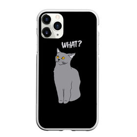 Чехол для iPhone 11 Pro матовый с принтом What cat в Курске, Силикон |  | cat | kitten | kitty | what кот | британская кошка | британский кот | в смысле | взгляд | вопрос | вопросительный знак | глаза кота | животные | кот мем | котенок | котик | котята | кошак | кошка | мемы