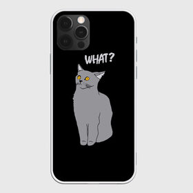 Чехол для iPhone 12 Pro Max с принтом What cat в Курске, Силикон |  | Тематика изображения на принте: cat | kitten | kitty | what кот | британская кошка | британский кот | в смысле | взгляд | вопрос | вопросительный знак | глаза кота | животные | кот мем | котенок | котик | котята | кошак | кошка | мемы