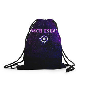 Рюкзак-мешок 3D с принтом Arch Enemy. Neon logo в Курске, 100% полиэстер | плотность ткани — 200 г/м2, размер — 35 х 45 см; лямки — толстые шнурки, застежка на шнуровке, без карманов и подкладки | Тематика изображения на принте: archenemy | band | bodom | deathmetal | electroguitars | guitars | hard rock | legends | metal | metalhead | progressive | rock | rock legends | rockon | shred | trash | гитары | метал | металхед | рок | рок легенды | рокконцерт | тяжеляк | хардрок