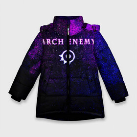 Зимняя куртка для девочек 3D с принтом Arch Enemy Neon logo в Курске, ткань верха — 100% полиэстер; подклад — 100% полиэстер, утеплитель — 100% полиэстер. | длина ниже бедра, удлиненная спинка, воротник стойка и отстегивающийся капюшон. Есть боковые карманы с листочкой на кнопках, утяжки по низу изделия и внутренний карман на молнии. 

Предусмотрены светоотражающий принт на спинке, радужный светоотражающий элемент на пуллере молнии и на резинке для утяжки. | Тематика изображения на принте: archenemy | band | bodom | deathmetal | electroguitars | guitars | hard rock | legends | metal | metalhead | progressive | rock | rock legends | rockon | shred | trash | гитары | метал | металхед | рок | рок легенды | рокконцерт | тяжеляк | хардрок