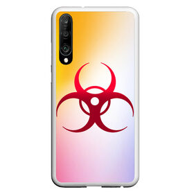 Чехол для Honor P30 с принтом Biohazard в Курске, Силикон | Область печати: задняя сторона чехла, без боковых панелей | biohazard | ncov2019 | plague inc | virus | вирус | градиент | знак | карантин | ковид | корона | коронавирус | опасность