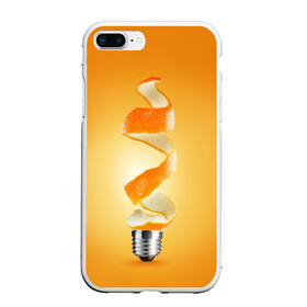 Чехол для iPhone 7Plus/8 Plus матовый с принтом АПЕЛЬСИН-ЛАМПОЧКА в Курске, Силикон | Область печати: задняя сторона чехла, без боковых панелей | апельсин | лампочка | новый год | оранжевый цвет | позитив