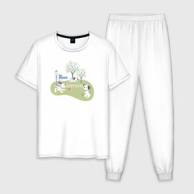 Мужская пижама хлопок с принтом 101 Dalmatians в Курске, 100% хлопок | брюки и футболка прямого кроя, без карманов, на брюках мягкая резинка на поясе и по низу штанин
 | 101 dalmatians | 101 далматинец | disney | vdkimel | дисней