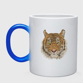 Кружка хамелеон с принтом тигр в Курске, керамика | меняет цвет при нагревании, емкость 330 мл | животные | кошка | леопард | тигр | тигрица