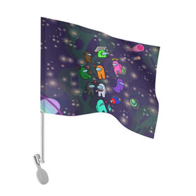Флаг для автомобиля с принтом Among Us в Курске, 100% полиэстер | Размер: 30*21 см | among us | cosmos | game | space | игра | космос | среди нас