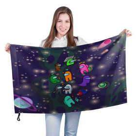 Флаг 3D с принтом Among Us в Курске, 100% полиэстер | плотность ткани — 95 г/м2, размер — 67 х 109 см. Принт наносится с одной стороны | among us | cosmos | game | space | игра | космос | среди нас