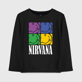 Детский лонгслив хлопок с принтом Nirvana в Курске, 100% хлопок | круглый вырез горловины, полуприлегающий силуэт, длина до линии бедер | alternative rock | american | grunge | music | nirvana | rock | rock band | usa | альтернативный рок | американская | гранж | музыка | рок | рок группа | сша