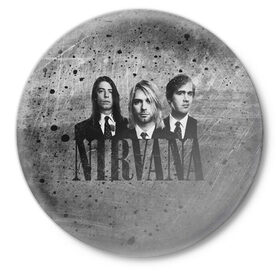 Значок с принтом Нирвана в Курске,  металл | круглая форма, металлическая застежка в виде булавки | kurt cobain | nirvana | rock | курт кобейн | нирвана | рок