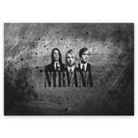 Поздравительная открытка с принтом Нирвана в Курске, 100% бумага | плотность бумаги 280 г/м2, матовая, на обратной стороне линовка и место для марки
 | kurt cobain | nirvana | rock | курт кобейн | нирвана | рок