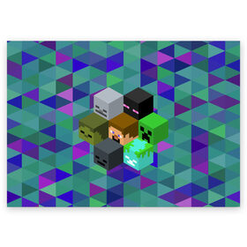 Поздравительная открытка с принтом Minecraft в Курске, 100% бумага | плотность бумаги 280 г/м2, матовая, на обратной стороне линовка и место для марки
 | creeper | minecraft | блок | игра | крипер | майнкрафт | победитель | приключения