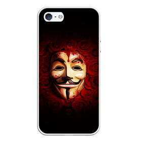 Чехол для iPhone 5/5S матовый с принтом Кровавая маска в Курске, Силикон | Область печати: задняя сторона чехла, без боковых панелей | красный фон | кровь | лицо в крови | маска | маска в крови | популярная маска | розы