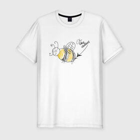 Мужская футболка хлопок Slim с принтом По па шмеля в Курске, 92% хлопок, 8% лайкра | приталенный силуэт, круглый вырез ворота, длина до линии бедра, короткий рукав | жара | лето | пчелы | солнце | шмели