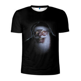 Мужская футболка 3D спортивная с принтом Very bad Santa в Курске, 100% полиэстер с улучшенными характеристиками | приталенный силуэт, круглая горловина, широкие плечи, сужается к линии бедра | beard | jaw | moustache | new year | saliva | santa claus | teeth | борода | дед мороз | зубы | новый год | пасть | санта клаус | слюна | усы