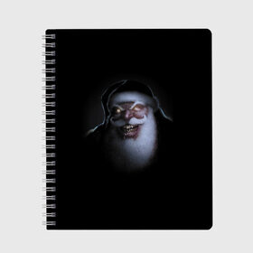 Тетрадь с принтом Very bad Santa в Курске, 100% бумага | 48 листов, плотность листов — 60 г/м2, плотность картонной обложки — 250 г/м2. Листы скреплены сбоку удобной пружинной спиралью. Уголки страниц и обложки скругленные. Цвет линий — светло-серый
 | Тематика изображения на принте: beard | jaw | moustache | new year | saliva | santa claus | teeth | борода | дед мороз | зубы | новый год | пасть | санта клаус | слюна | усы