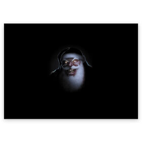 Поздравительная открытка с принтом Very bad Santa в Курске, 100% бумага | плотность бумаги 280 г/м2, матовая, на обратной стороне линовка и место для марки
 | beard | jaw | moustache | new year | saliva | santa claus | teeth | борода | дед мороз | зубы | новый год | пасть | санта клаус | слюна | усы