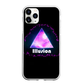 Чехол для iPhone 11 Pro матовый с принтом ILLUSION в Курске, Силикон |  | Тематика изображения на принте: галактика | звезды | космос | млечный путь | надпись неоновая | неоновый космос | треугольник