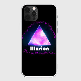 Чехол для iPhone 12 Pro Max с принтом ILLUSION в Курске, Силикон |  | галактика | звезды | космос | млечный путь | надпись неоновая | неоновый космос | треугольник