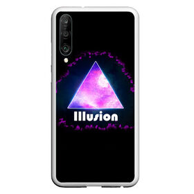 Чехол для Honor P30 с принтом ILLUSION в Курске, Силикон | Область печати: задняя сторона чехла, без боковых панелей | галактика | звезды | космос | млечный путь | надпись неоновая | неоновый космос | треугольник