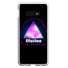 Чехол для Samsung S10E с принтом ILLUSION в Курске, Силикон | Область печати: задняя сторона чехла, без боковых панелей | галактика | звезды | космос | млечный путь | надпись неоновая | неоновый космос | треугольник