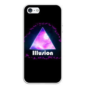 Чехол для iPhone 5/5S матовый с принтом ILLUSION в Курске, Силикон | Область печати: задняя сторона чехла, без боковых панелей | галактика | звезды | космос | млечный путь | надпись неоновая | неоновый космос | треугольник