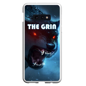 Чехол для Samsung S10E с принтом THE GRIN в Курске, Силикон | Область печати: задняя сторона чехла, без боковых панелей | Тематика изображения на принте: волк | волк зимой | глаза волка | горящие глаза | неоновый глаза | оборотень | оскал | оскал волка | оскал оборотня