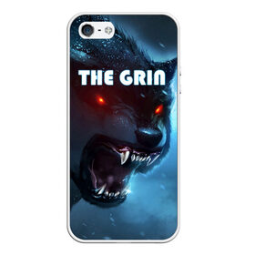 Чехол для iPhone 5/5S матовый с принтом THE GRIN в Курске, Силикон | Область печати: задняя сторона чехла, без боковых панелей | волк | волк зимой | глаза волка | горящие глаза | неоновый глаза | оборотень | оскал | оскал волка | оскал оборотня