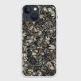 Чехол для iPhone 13 mini с принтом Камуфляж Амонг Ас в Курске,  |  | among | imposter | impostor | амонг ас | импостер | милитари | паттерн | хаки