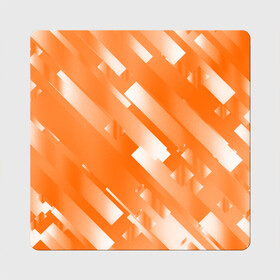 Магнит виниловый Квадрат с принтом Оранжевый градиент в Курске, полимерный материал с магнитным слоем | размер 9*9 см, закругленные углы | Тематика изображения на принте: блеск | геометрия | градиент | линии | оранжевый | полосы