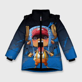 Зимняя куртка для девочек 3D с принтом One Piece Тони Чоппер в Курске, ткань верха — 100% полиэстер; подклад — 100% полиэстер, утеплитель — 100% полиэстер. | длина ниже бедра, удлиненная спинка, воротник стойка и отстегивающийся капюшон. Есть боковые карманы с листочкой на кнопках, утяжки по низу изделия и внутренний карман на молнии. 

Предусмотрены светоотражающий принт на спинке, радужный светоотражающий элемент на пуллере молнии и на резинке для утяжки. | one piece | аниме | обезьяна д. луффи | олень | тони | тони чоппер