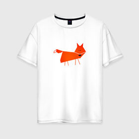 Женская футболка хлопок Oversize с принтом Рыжая лисичка в Курске, 100% хлопок | свободный крой, круглый ворот, спущенный рукав, длина до линии бедер
 | лиса | лисичка | рыжая | рыжая лисичка