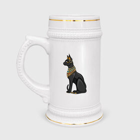 Кружка пивная с принтом Кот в Курске,  керамика (Материал выдерживает высокую температуру, стоит избегать резкого перепада температур) |  объем 630 мл | египет | кот | кошка | свинкс | фараон